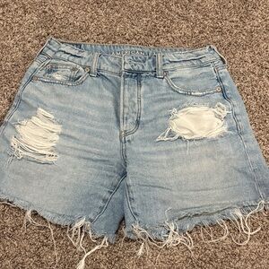 American Eagle Outfitters Women's Ripped Jean Shorts - Light Blue